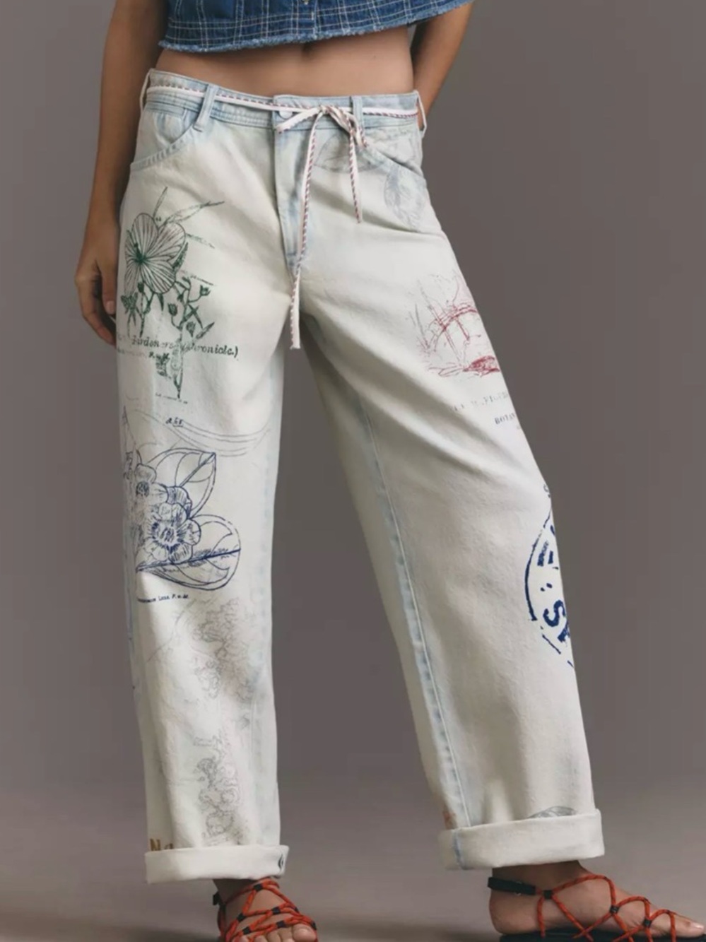 NWOT Pilcro Mid-Rise Slouchy Wide-Leg Cuffed Jeans Sample Size 27
